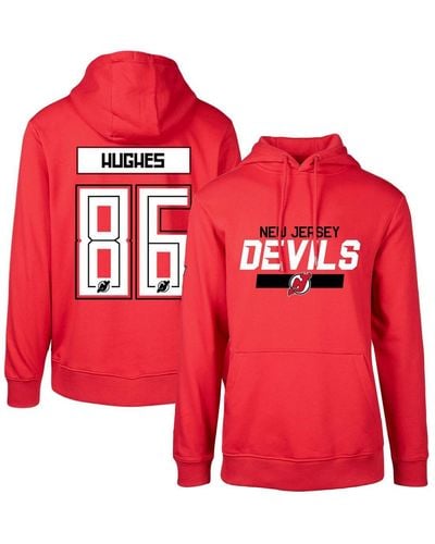 Levelwear Jack Hughes New Jersey Devils Podium Name And Number Pullover Hoodie - Red