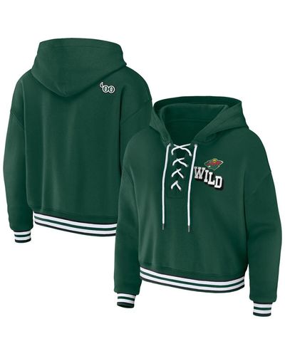 WEAR by Erin Andrews Minnesota Wild Lace-up Pullover Hoodie - Green