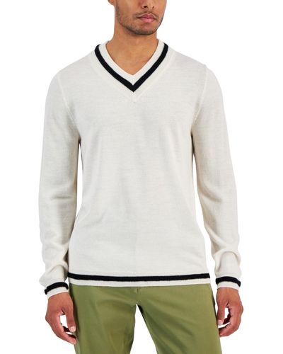 Club Room V-neck Merino Cricket Sweater - Gray