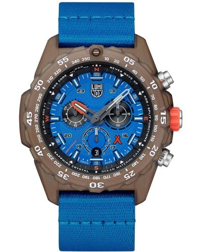 Luminox Swiss Chronograph Bear Grylls Survival Eco Master Series Blue Strap Watch 45mm