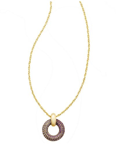 Kendra Scott Mikki Pave Short Pendant Necklace - Metallic