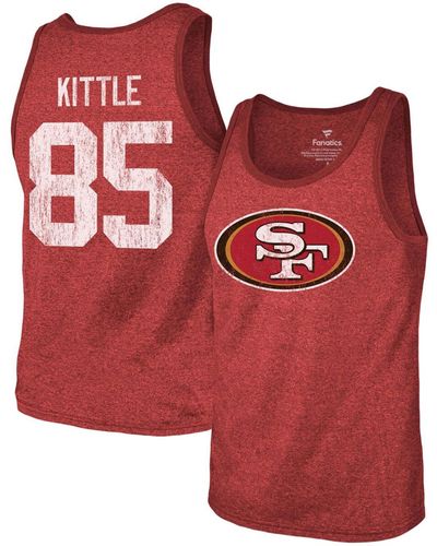 Fanatics George Kittle San Francisco 49ers Name Number Tri-blend Tank Top - Red