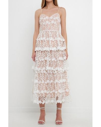 Endless Rose Crochet Layered Midi Dress - White
