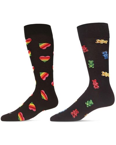 Memoi Valentine Pair Novelty Socks - Black