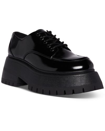 Madden Girl Philipa Lace-up Lug Platform Oxford Loafers - Black