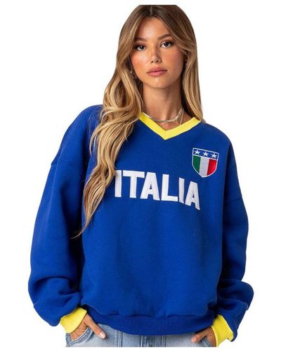 Edikted Italy Oversized Sweatshirt - Blue