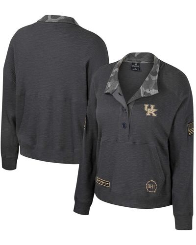 Colosseum Athletics Kentucky Wildcats Oht Military-inspired Appreciation Payback Henley Thermal Sweatshirt - Black