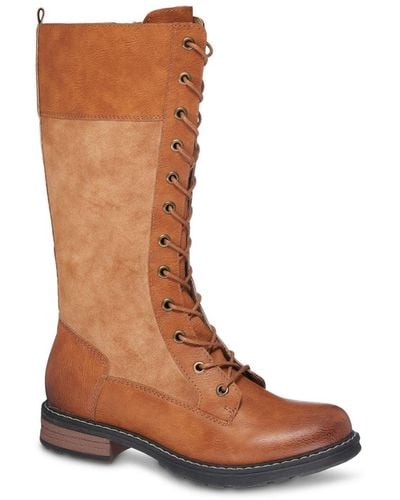 Gc Shoes Hanker Combat Lace Up Knee High Boots - Brown