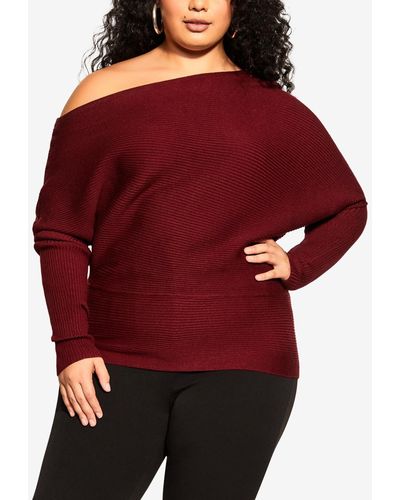 City Chic Plus Size Stella Sweater - Red