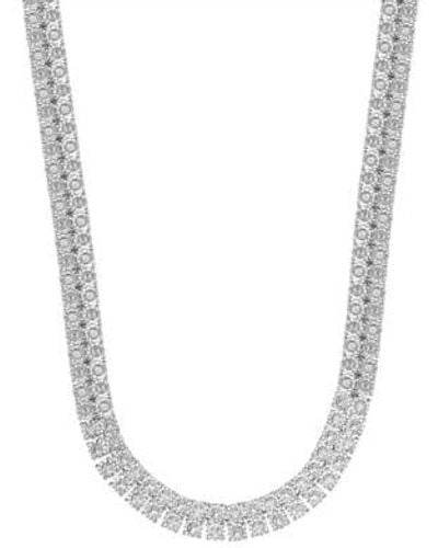 Macy's Diamond Double Row Necklace 1 Ct. T.w. In Sterling Or 14k Gold Plated - White