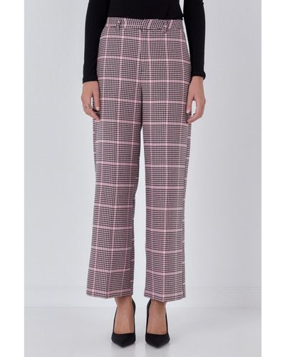 Endless Rose Houndstooth Pants - Purple