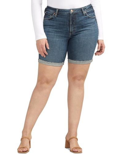 Silver Jeans Co. Plus Size Sure Thing Long Shorts - Blue