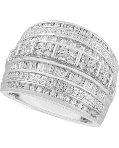 Macy's Diamond Wide Band Multi-row Statement Ring (2 Ct. T.w. - Metallic