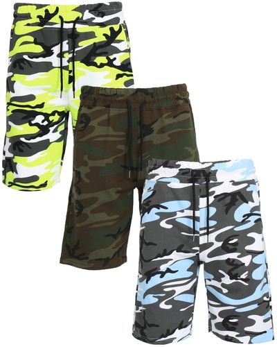Galaxy By Harvic Camo Printed French Terry Shorts - Green