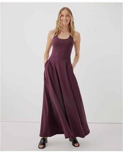 Pact Fit & Flare Open Back Maxi Dress - Purple