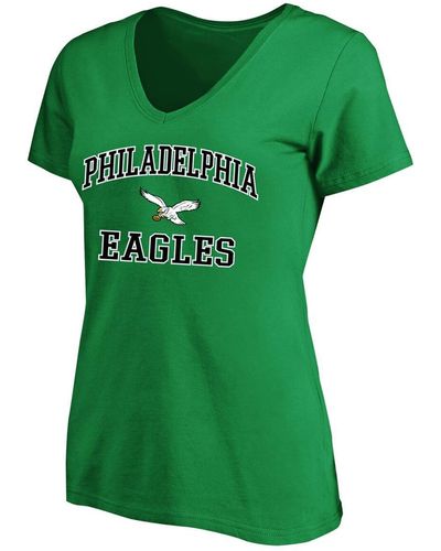 Profile Distressed Philadelphia Eagles Plus Size Retro V-neck T-shirt - Green