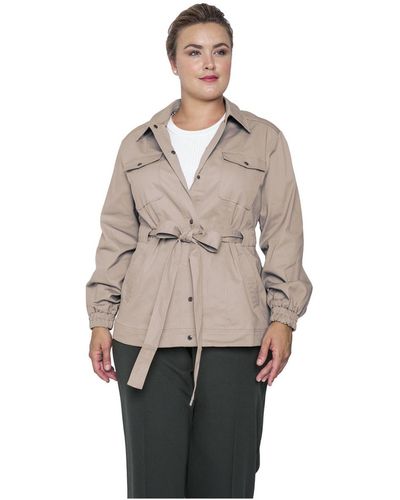 Standards & Practices Plus Size Snap Front Utility Anorak Jacket - Natural