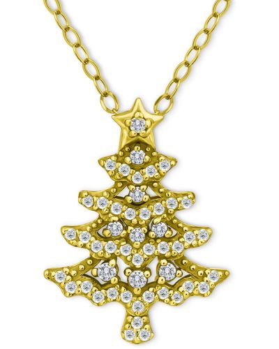 Giani Bernini Cubic Zirconia Christmas Tree Pendant Necklace - Metallic