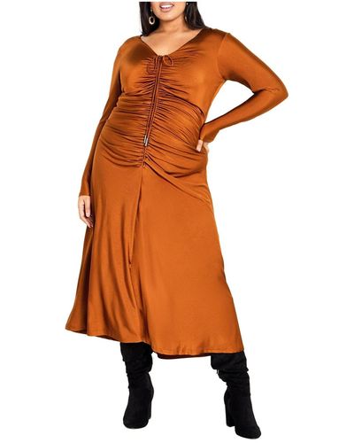 City Chic Plus Size Avah Dress - Brown