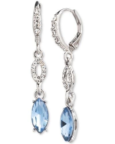 Givenchy Pave & Color Crystal Double Drop Earrings - Blue