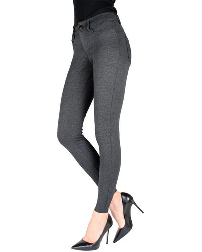 Memoi Pants-style Ponte Basic Pocket leggings - Gray