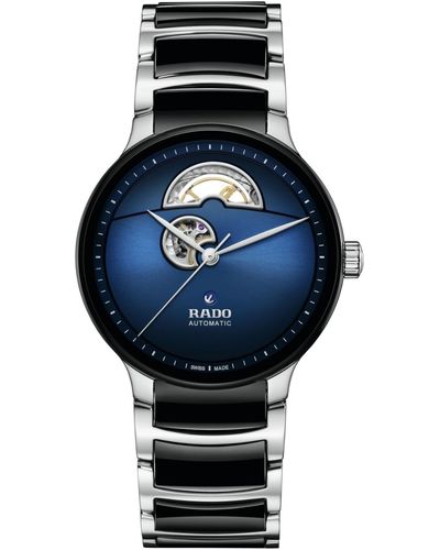 Rado Swiss Automatic Centrix Open Heart Black Ceramic & Stainless Steel Bracelet Watch 40mm