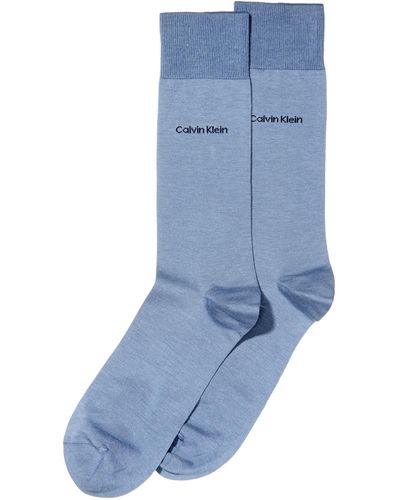 Calvin Klein Socks, Single Pack Cotton-blend Crew Socks - Blue