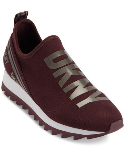 DKNY Abbi Logo Slip-on Running Sneakers - Brown