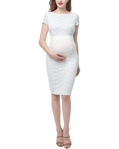 Kimi + Kai Kimi + Kai Maternity Lace Trim Midi Dress - White
