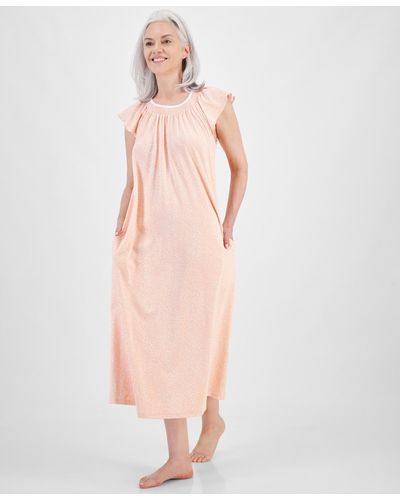 Charter Club Cotton Smocked-neck Nightgown - Pink