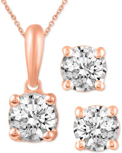 Macy's 2-pc. Set Diamond Solitaire Pendant Necklace & Matching Stud Earrings (5/8 Ct. T.w. - White