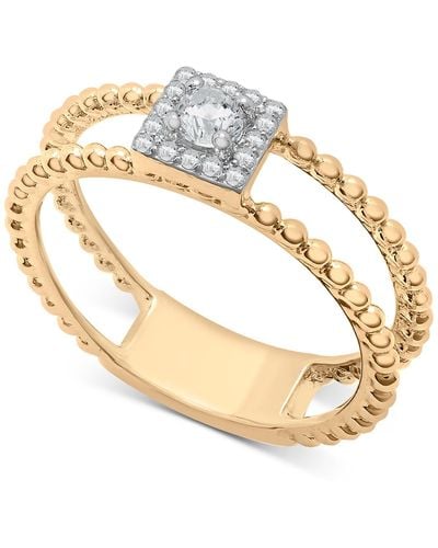 Wrapped in Love Diamond Square Halo Double Band Beaded Ring (1/6 Ct. T.w. - Metallic