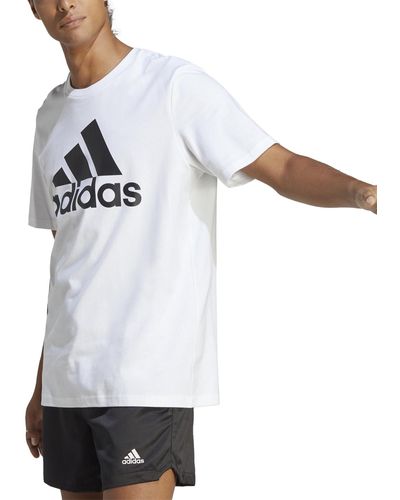 adidas Essentials Single Jersey Big Logo Short Sleeve Crewneck T-shirt - White