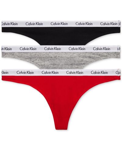 Calvin Klein Carousel Cotton 3-pack Thong Underwear Qd3587 - Purple