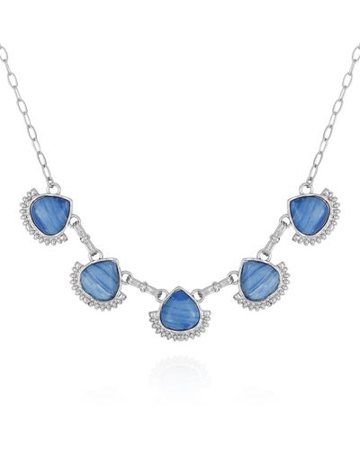 Tahari Denim Semi Precious Stone Statement Necklace - Blue