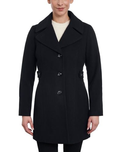Anne Klein Petite Single-breasted Notched-collar Peacoat - Black