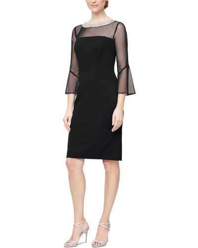 Alex Evenings Embellished Illusion Sheath Dress - Black