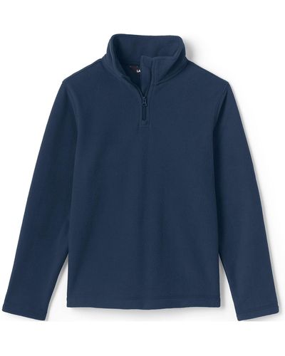 Lands' End Girls School Uniform Lightweight Fleece Quarter Zip Pullover - Blue