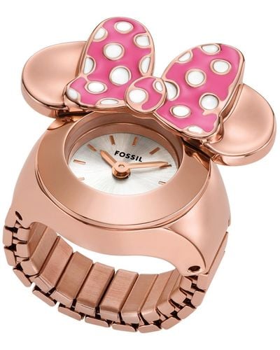 Fossil Disney X Limited Edition Two-hand Stainless Steel Watch Ring 16mm - Pink