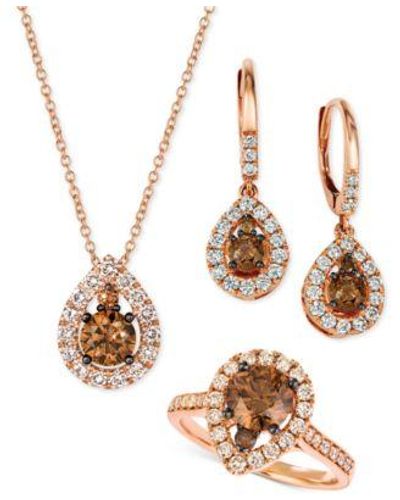 Le Vian Chocolate Diamond Nude Diamond Teardrop Earrings Ring Pendant Necklace Collection In 14k - Metallic