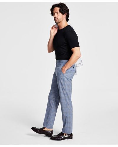 Tommy Hilfiger Modern-fit Th Flex Stretch Plaid Dress Pants - Blue