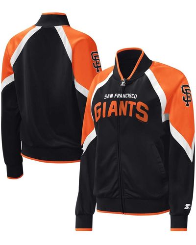 Starter San Francisco Giants Touchdown Raglan Full-zip Track Jacket - Black