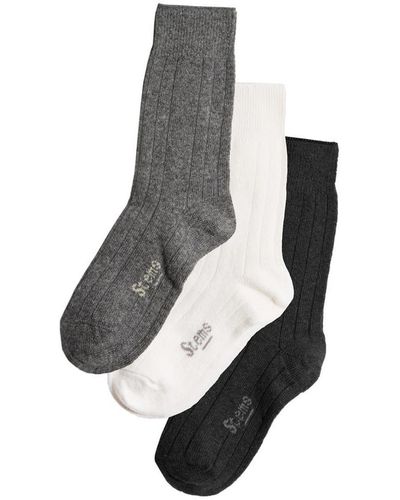 Stems Lux Cashmere Wool Socks Box Of Three - Multicolor
