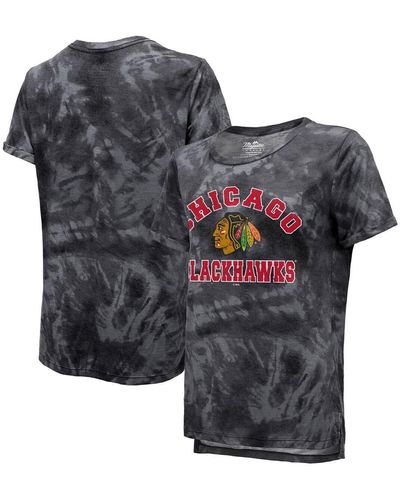 Majestic Threads Chicago Hawks Boyfriend Tie-dye Tri-blend T-shirt - Gray