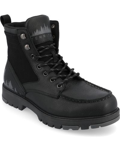 Territory Timber Tru Comfort Foam Moc Toe Lace-up Ankle Boots - Black