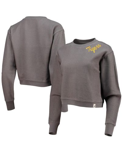 League Collegiate Wear Lsu Tigers Corded Timber Cropped Pullover Sweatshirt - Gray