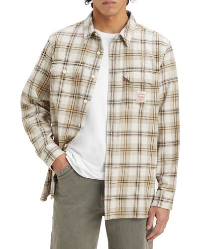 Levi's Worker Relaxed-fit Plaid Button-down Shirt - Natural