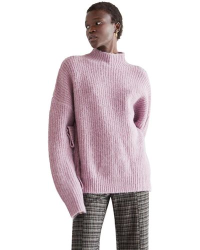 Crescent Isabel Wool Blend Mock Neck Sweater - Purple