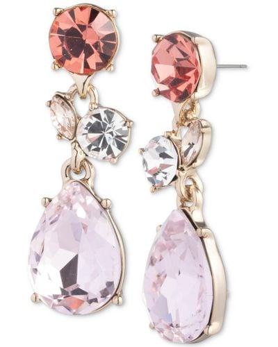Givenchy Gold-tone Crystal Statement Drop Earrings - Pink