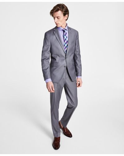 Kenneth Cole Ready Flex Basketweave Slim-fit Big And Tall Suit - Gray